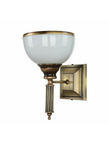 Licht-Erlebnisse Wandlampe (B)22 x (H)32 cm in Messing Antik Weiß