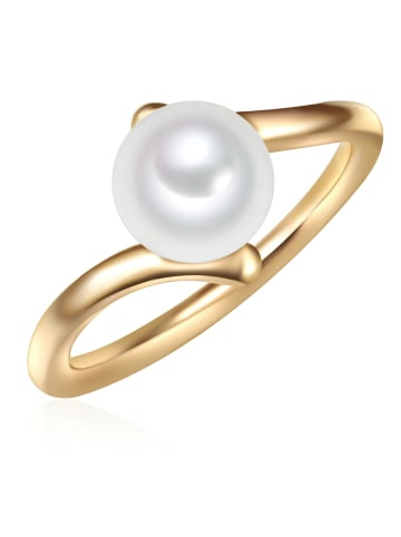 Valero Pearls Ring Sterling Silber Süßwasser-Zuchtperle in gelbgold