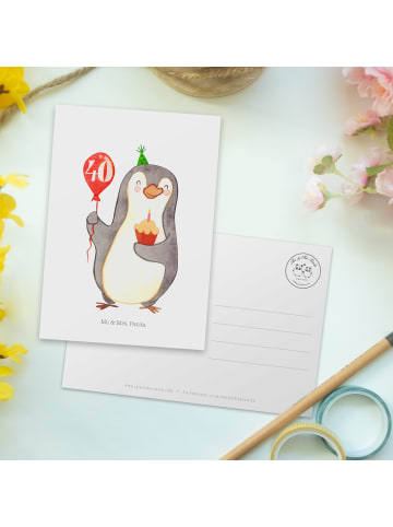 Mr. & Mrs. Panda Grußkarte 40. Geburtstag Pinguin Luftballon ohn... in Weiß