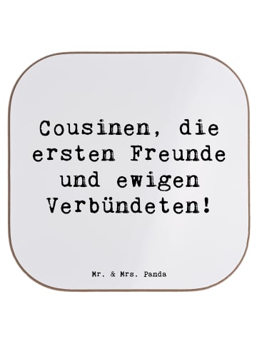 Mr. & Mrs. Panda Flaschenuntersetzer Spruch Cousine Freunde mit ... in Weiß