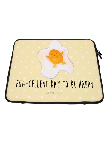 Mr. & Mrs. Panda Laptop Tasche Spiegelei Ei mit Spruch in Gelb Pastell