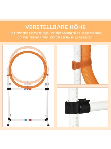 Pawhut Hunde Agility Sprungring Weiß + Orange PE-Kunststoff