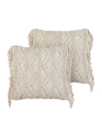 Beliani 2er-Set Dekokissen KIRIKKALE in Beige