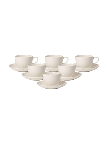 Villeroy & Boch 6er Set Kaffeetassen mit Untertassen For Me in 160 ml in weiß