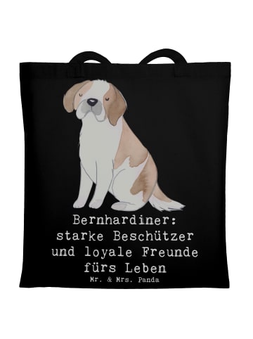 Mr. & Mrs. Panda Umhängetasche Bernhardiner Treue mit Spruch in Schwarz