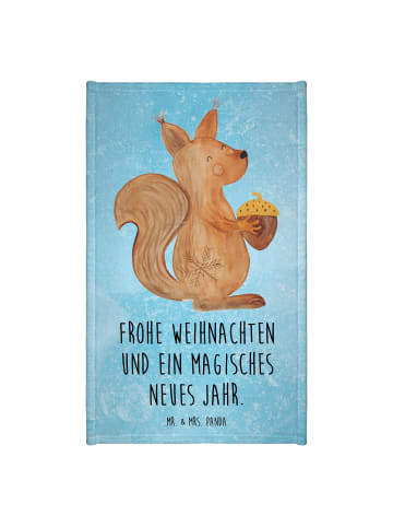 Mr. & Mrs. Panda Handtuch Eichhörnchen Weihnachtszeit mit Spruch in Eisblau