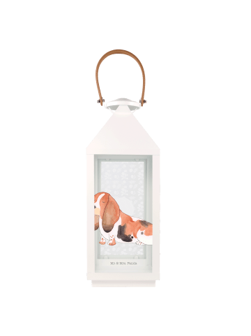 Mr. & Mrs. Panda Gartenlaterne Hund Basset Hound ohne Spruch in Transparent
