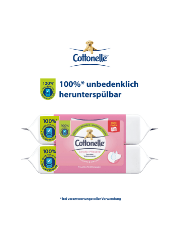 Cottonelle Feuchtes Toilettenpapier Sensitive Duo-Pack Feuchttücher 6 x 84 Stk