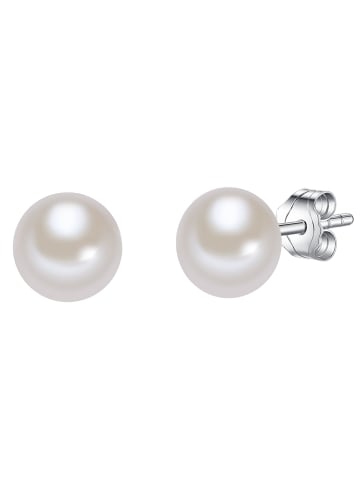 Valero Pearls Perlen-Ohrstecker Sterling Silber Süßwasser-Zuchtperle in weiß