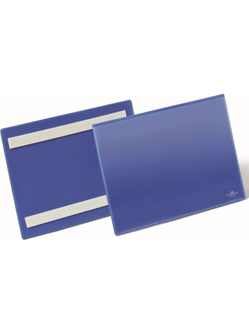 Durable Etikettentaschen selbstklebend A5 quer blau Packung mit 50 Stück