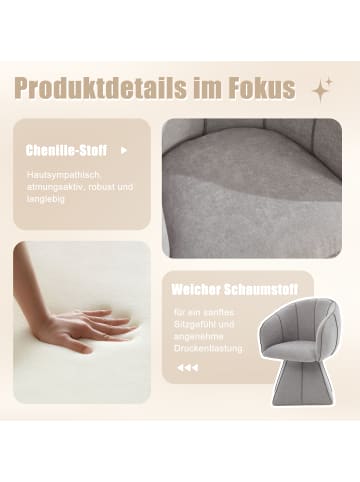 ABRIHOME Drehstuhl in Grau Chenille mit Hoher Rückenlehne Ergonomisch