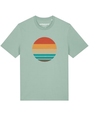 wat? Apparel T-Shirt Retro Sunset Ocean in Aloe