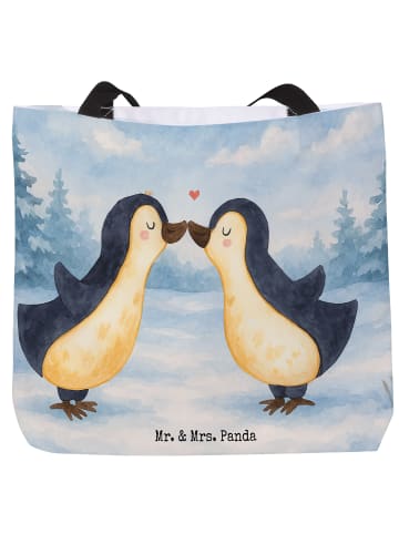 Mr. & Mrs. Panda Strandtasche Pinguin Liebe Design ohne Spruch in Weiß
