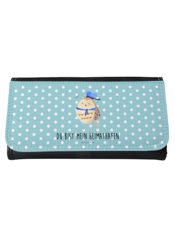 Mr. & Mrs. Panda Portemonnaie für Damen Eule Matrose mit Spruch in Türkis Pastell