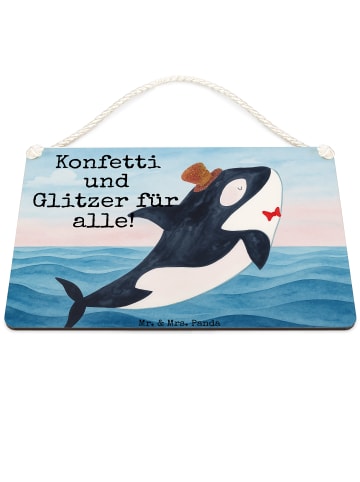 Mr. & Mrs. Panda Schild Orca Zylinder Design mit Spruch in Weiß