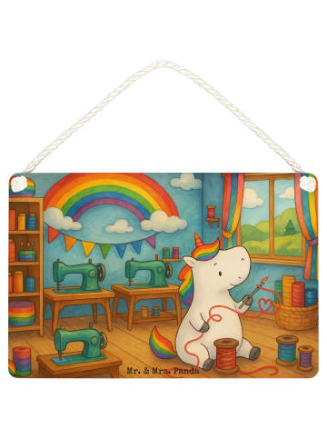 Mr. & Mrs. Panda holzbild Einhorn Näherin Design ohne Spruch in Weiß