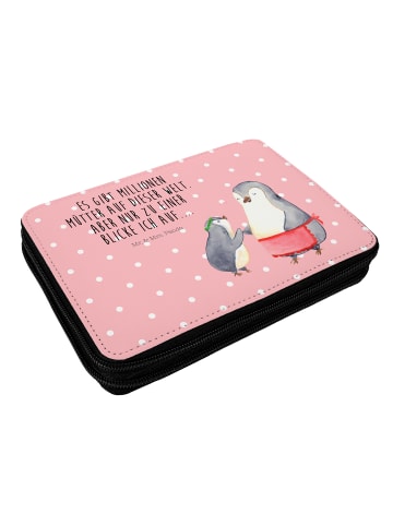 Mr. & Mrs. Panda Federmäppchen Pinguin mit Kind mit Spruch in Rot Pastell