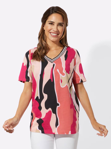 Sieh an! Kurzarmshirt in schwarz-pink-bedruckt