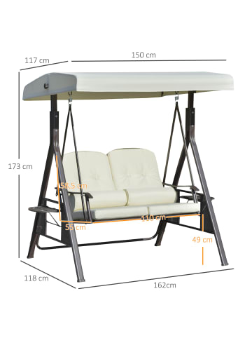 Outsunny Hollywoodschaukel 162L x 118B x 173H cm Beige