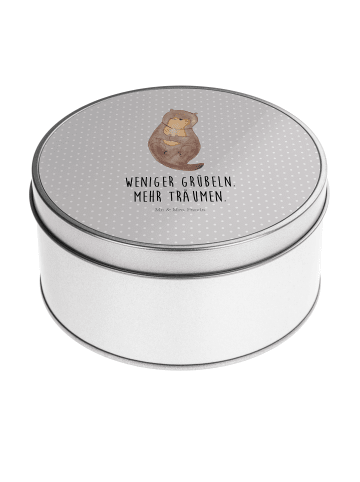 Mr. & Mrs. Panda Blechdose rund Otter Muschel mit Spruch in Grau Pastell