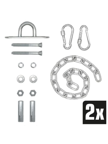 AMANKA 2 Deckenhaken + 2 Ketten mit Karabiner silber