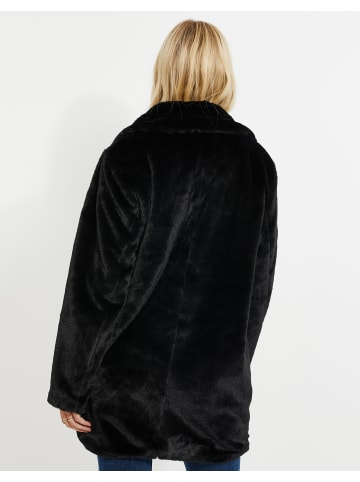 Threadbare Wollmantel THB Furry Fur Coat in Schwarz