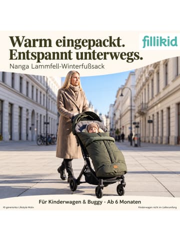 fillikid Echtfell-Winterfußsack Nanga Exklusiv in Olive