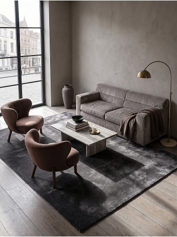 KADIMA DESIGN Hochflorteppich Uni Antirutsch weich wohnlich Wohnzimmer gemütlich in Anthrazit