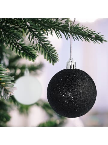 relaxdays 30-tlg. Weihnachtskugeln Set in Schwarz/Weiß