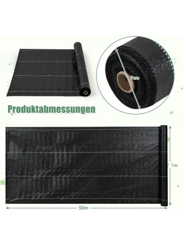 COSTWAY Unkrautvlies 50x1m-60 g/m² in Schwarz