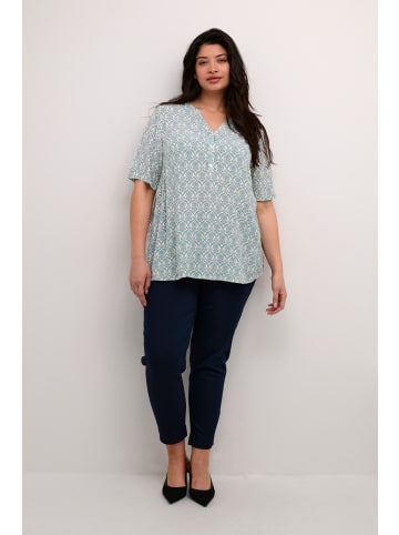 KAFFE curve Kurzarm-Bluse KCalvina in Turtledove/Faded Denim Graphic