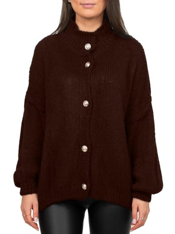 Reichstadt Damen Relaxed Fit Strickjacke Oversized-Look in Brown