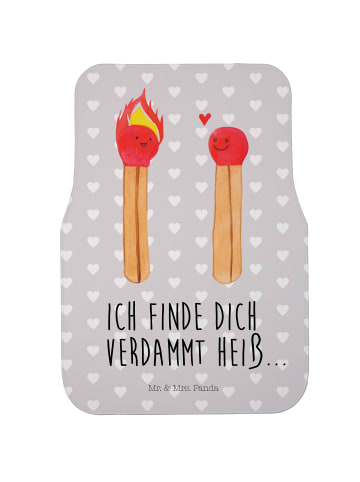 Mr. & Mrs. Panda Fußmatte Auto Streichhölzer mit Spruch in Grau Pastell