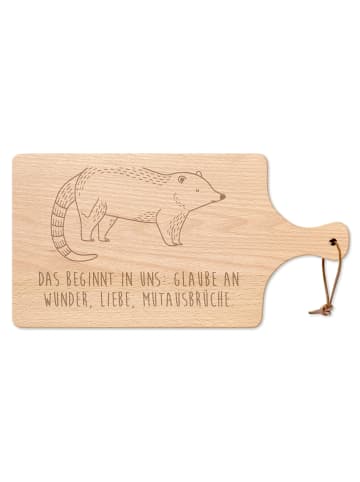 Mr. & Mrs. Panda servierbrett holz Nasenbär mit Spruch in Transparent