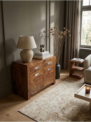 KADIMA DESIGN Sideboard MUMBAI Massivholz Kommode 90 cm 2 Schubladen 2