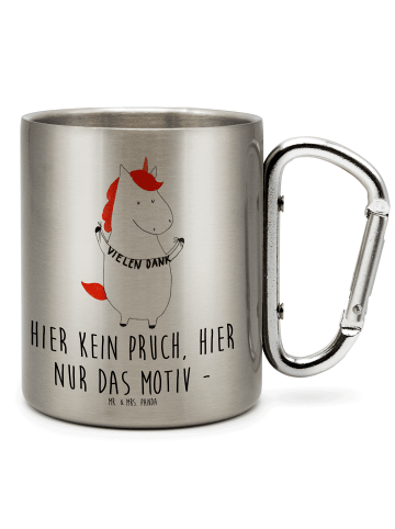 Mr. & Mrs. Panda Tasse Einhorn Dankeschön mit Spruch in Silber