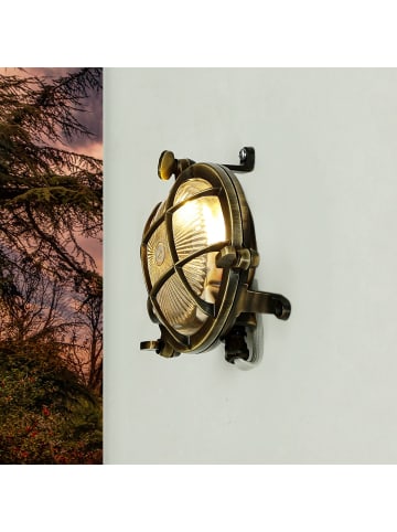 Licht-Erlebnisse Außen Wandlampe Ø 14 x (H)14 cm in Messing AntikMessing Antik
