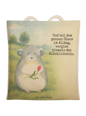 Mr. & Mrs. Panda Beutel Tasche Chinchilla Blume Design mit Spruch in Weiß