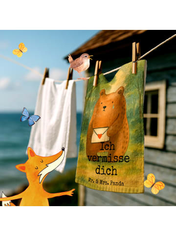Mr. & Mrs. Panda Gästehandtücher Bär Vermissen Design mit Spruch in Weiß