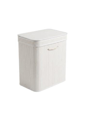 NUXIO Wäschekorb aus Bambus, 100 L in Weiß, (B) 35 x (H) 60 x (L) 55 cm