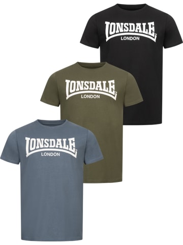 Lonsdale T-Shirt "Hinstock Herren T-Shirt normale Passform 3er pack" in Schwarz