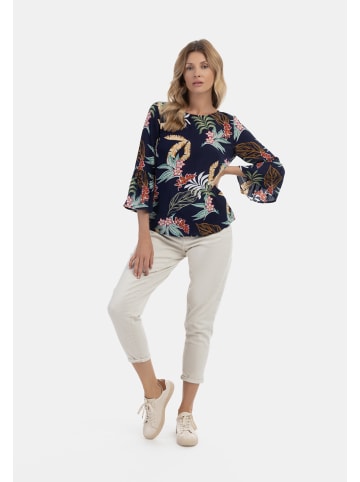 Usha Damen Blusenshirt in Marine Mehrfarbig