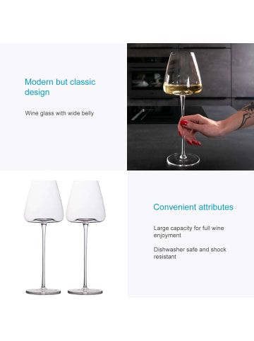 Intirilife Wein Glas Set 500ml in 2x 500ml Transparent