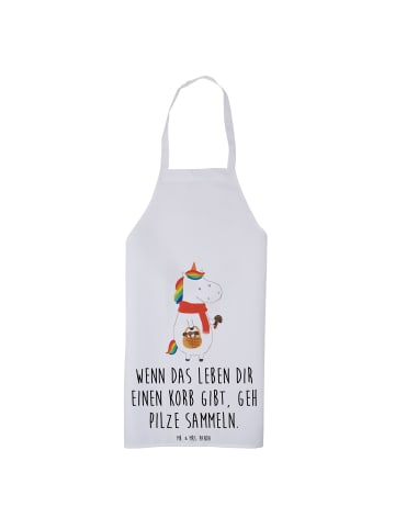 Mr. & Mrs. Panda Kochschürze Einhorn Pilz mit Spruch in Weiß