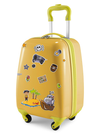 Hauptstadtkoffer For Kids - Kindertrolley mit Piratenaufklebern in Gelb