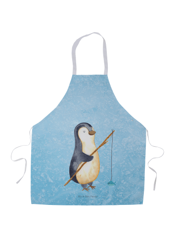 Mr. & Mrs. Panda Schürze Pinguin Angler ohne Spruch in Eisblau