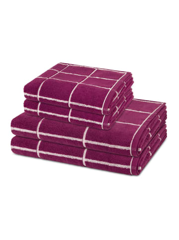 Ross 2 X Handtuch 2 X Duschtuch im Set Sensual Skin Karo in Fuchsia