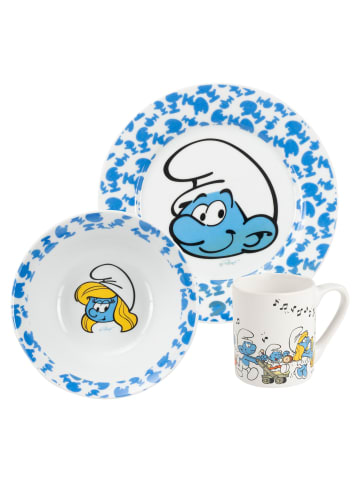 Die Schlümpfe Die Schlümpfe Kinder Frühstücksset Geschirr Set 3-tlg. in blau