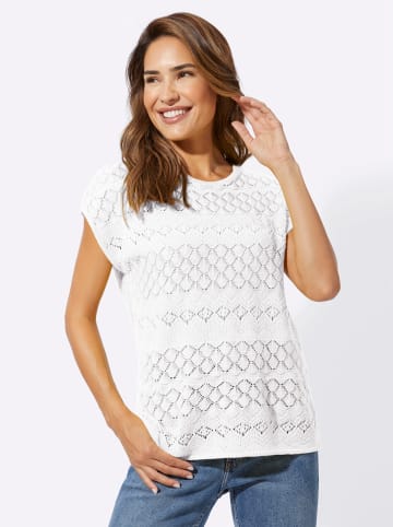 Sieh an! Ajour-Pullover in weiß