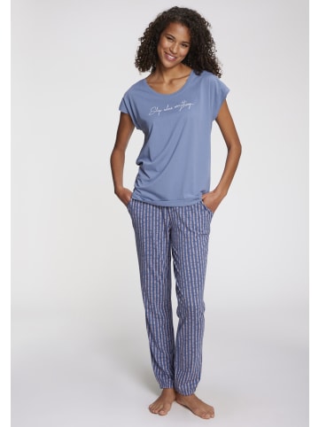 VIVANCE DREAMS Pyjamahose in blau-rosa-gestreift